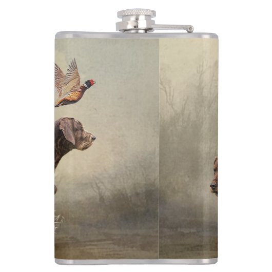 Pudelpointers, jachtfazant heupfles (Achterkant)