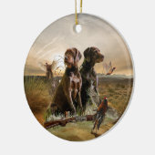 Pudelpointers, jachtfazant keramisch ornament (Links)