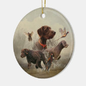 Pudelpointers, jachtfazant keramisch ornament (Links)