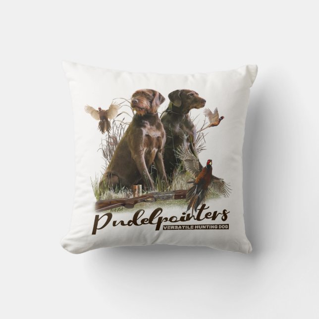 Pudelpointers, jachtfazant kussen (Voorkant)