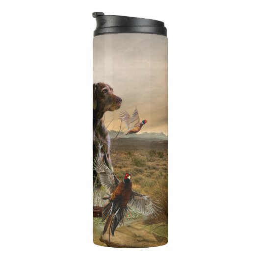 Pudelpointers, jachtfazant thermisch getumbler thermosbeker (Geroteerd rechts)