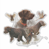 Pudelpointers, jachtluiers sticker (Voorkant)