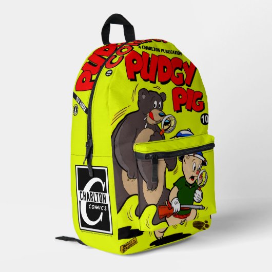 PUDGY PIG Comics Backpack Bedrukte Rugzak (Achterkant Hoek Links)