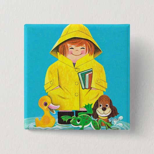 Pudles of Fun Vierkante Button 5,1 Cm (Voorkant)