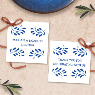 Puebla Style Blue Mexican Wedding Favoriet Label