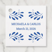 Puebla Style Blue Mexican Wedding Favoriet Label (Voorkant)