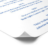 Puebla Style Blue Wedding Bar Menu Sign Poster (Hoek)