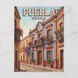 Puebla Talavera-straat Mexico Briefkaart