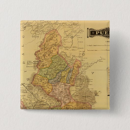 Puebla Vierkante Button 5,1 Cm (Voorkant)