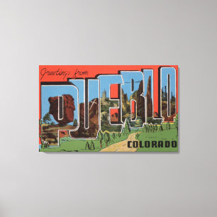 Pueblo, Colorado - grote letterscènes Canvas Afdruk