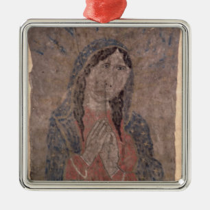 Pueblo Indian hide Painting of a Madonna, 1675 Metalen Ornament
