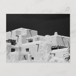 Pueblo stijl adobe herberg bij Loretto, Santa Fe, Briefkaart