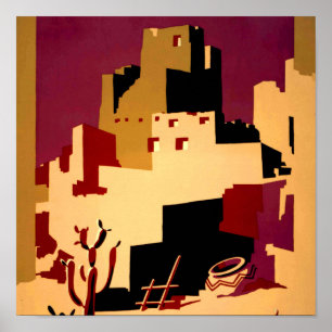 Pueblos Anciens du Sud-Ouest WPA Poster Art