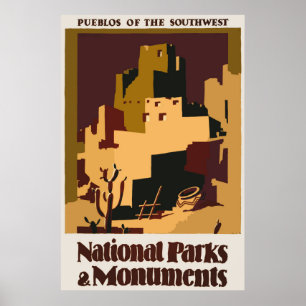 Pueblos of the Southwest Vintage voyage Poster
