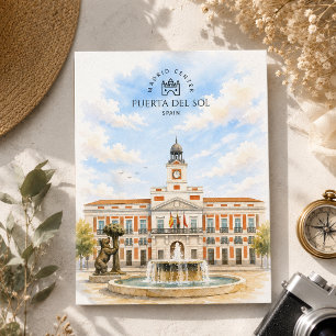 Puerta Del Sol, Spanje   Iconisch Landmark Feestdagenkaart