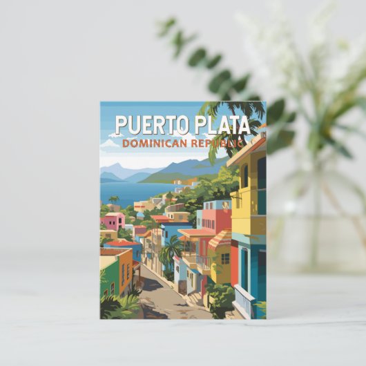 Puerto Plata Dominicaanse Republiek Reiskunst Vint Briefkaart (Staand voorkant)