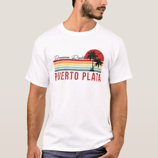 Puerto Plata Dominicaanse Republiek Retro 80 T-shirt (Voorkant)
