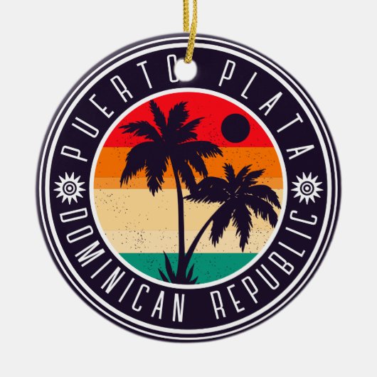 Puerto Plata Dominicaanse Republiek Retro Palm Tre Keramisch Ornament (Voorkant)