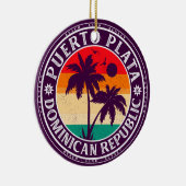 Puerto Plata Dominicaanse Republiek Retro Palm Tre Keramisch Ornament (Rechts)