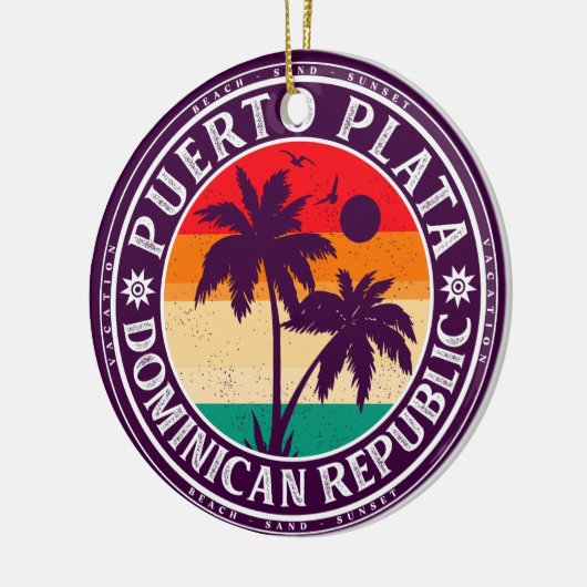 Puerto Plata Dominicaanse Republiek Retro Palm Tre Keramisch Ornament (Links)