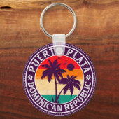 Puerto Plata Dominicaanse Republiek Retro Palm Tre Sleutelhanger (Achterkant)