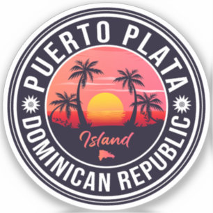 Puerto Plata Dominicaanse Republiek Retro Sunset 6 Sticker