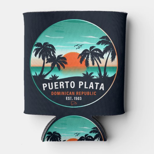 Puerto Plata Dominicaanse Retro Sunset Souvenir 60 Blikjeskoeler (Voorkant)