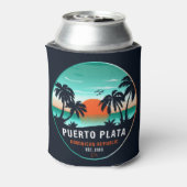 Puerto Plata Dominicaanse Retro Sunset Souvenir 60 Blikjeskoeler (Blikje Achterkant)