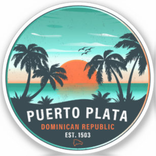 Puerto Plata Dominicaanse Retro Sunset Souvenir 60 Sticker