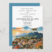 Puerto Plata Wedding Invitation Retro (Devant / Derrière)