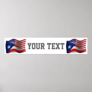 Puerto Ricaans-Amerikaanse Waving Flag Banner Poster