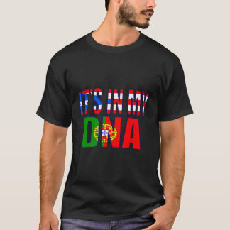 Puerto Ricaanse en Portugese mix DNA-vlag erfgoed T-shirt