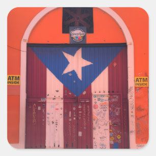 Puerto Ricaanse Erfgoed, San Juan, PR Straatscène Vierkante Sticker