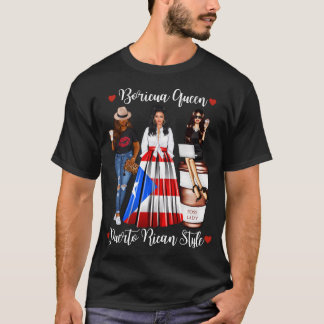Puerto Ricaanse stijl Boricua koningin moeders Pue T-shirt