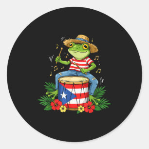 Puerto Ricaanse Vlag Coqui Kikker Puerto Rico Hisp Ronde Sticker