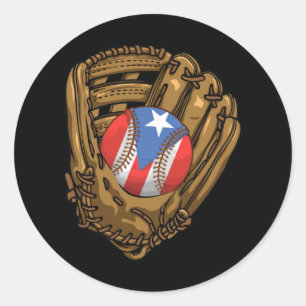 Puerto Ricaanse vlag Honkbal Sport Puerto Rico Bas Ronde Sticker