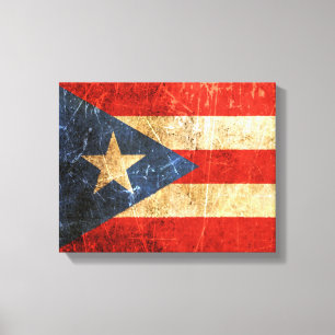  Puerto Ricaanse vlag met krassen en slijmen Canvas Afdruk