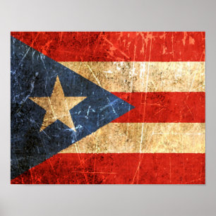  Puerto Ricaanse vlag met krassen en slijmen Poster