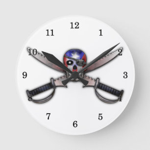 Puerto Ricaanse vlag - Skull en Crossed Swords Ronde Klok