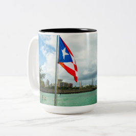 Puerto Ricaanse vlag Tweekleurige Koffiemok