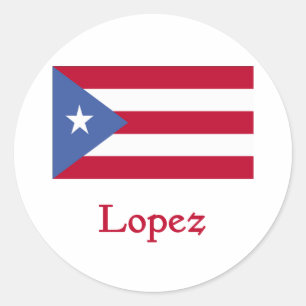 Puerto Ricaanse vlag van Lopez Ronde Sticker