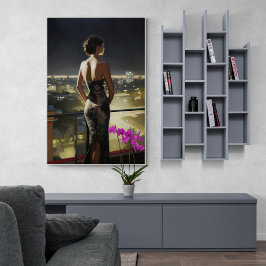 Puerto Ricaanse vrouw op het dak van het dak van d Poster