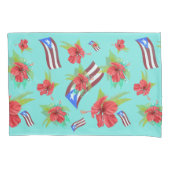Puerto Rican Flag & Flor de Maga Kussensloop (Voorkant-Links)