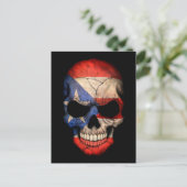 Puerto Rican Flag Skull op Black Briefkaart (Staand voorkant)