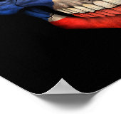 Puerto Rican Flag Skull op Black Poster (Hoek)