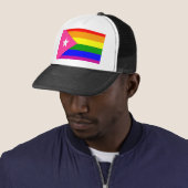 Puerto Rican Gay Pride Flag Trucker Pet (In situ)