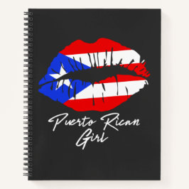 Puerto Rican Girl Lips Flag Boricua Caribbean Love Notitieboek