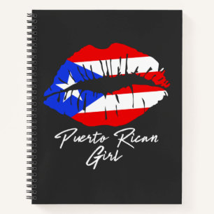 Puerto Rican Girl Lips Flag Boricua Caribbean Love Notitieboek