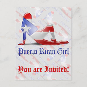 Puerto Rican Girl Silhouette Flag Kaart