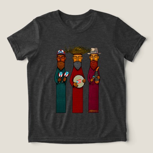 Puerto Rican Three Kings with Musical Parranda Tri-Blend Shirt (Design voorkant)